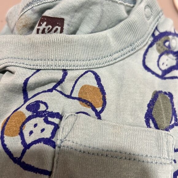 Tea Collection short sleeve blue one piece French Bulldog Print size 6-9 month - Picture 9 of 9